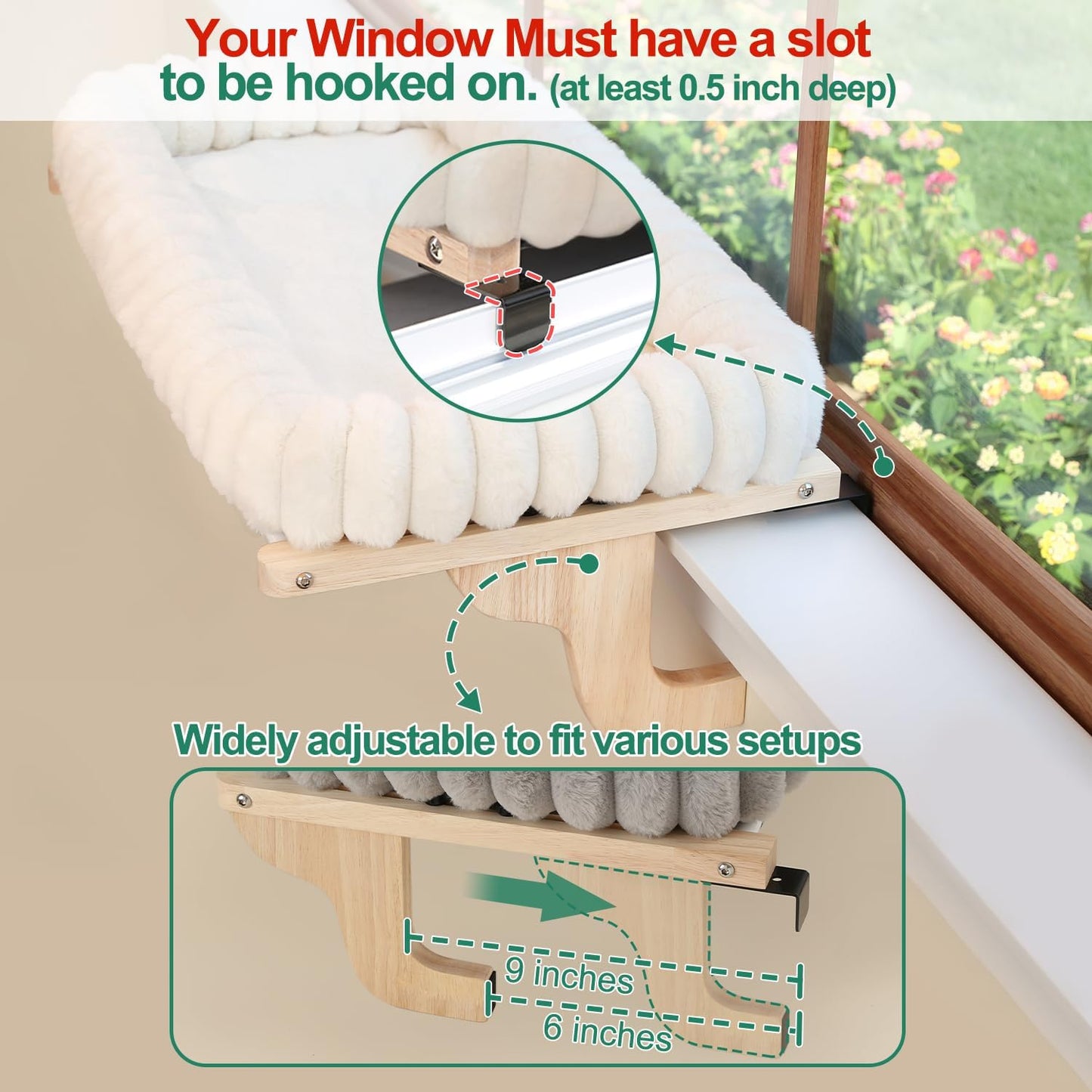 Cat Window Perch with 4-Sided Bolster