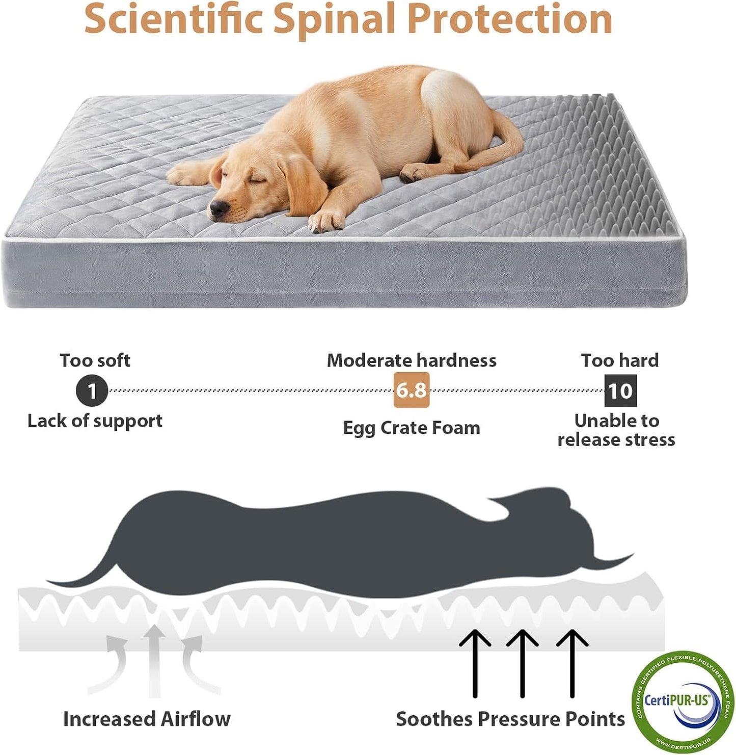 Orthopedic Quilting Dogs Pillow Bed