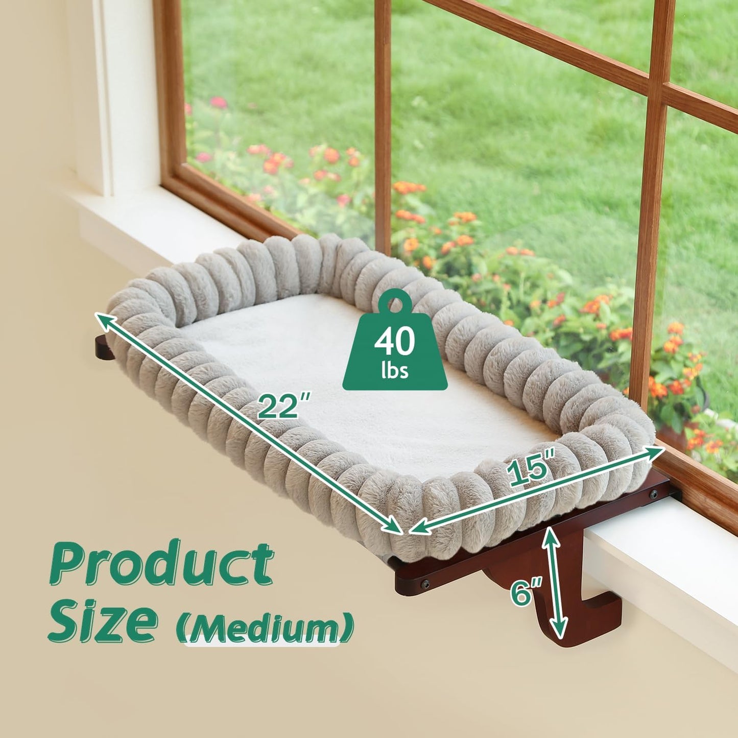 Cat Window Perch with 4-Sided Bolster