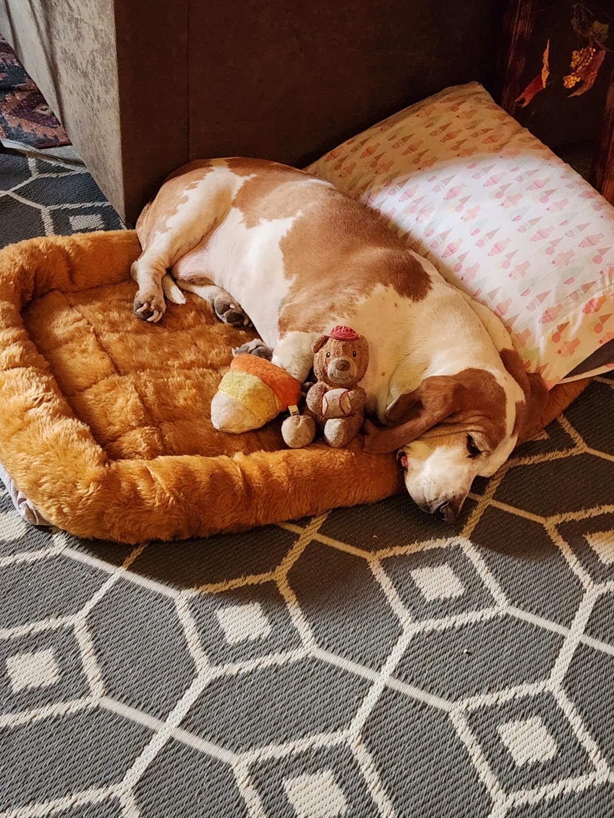 Cinnamon Faux Fur Dog Cat Bolster Bed