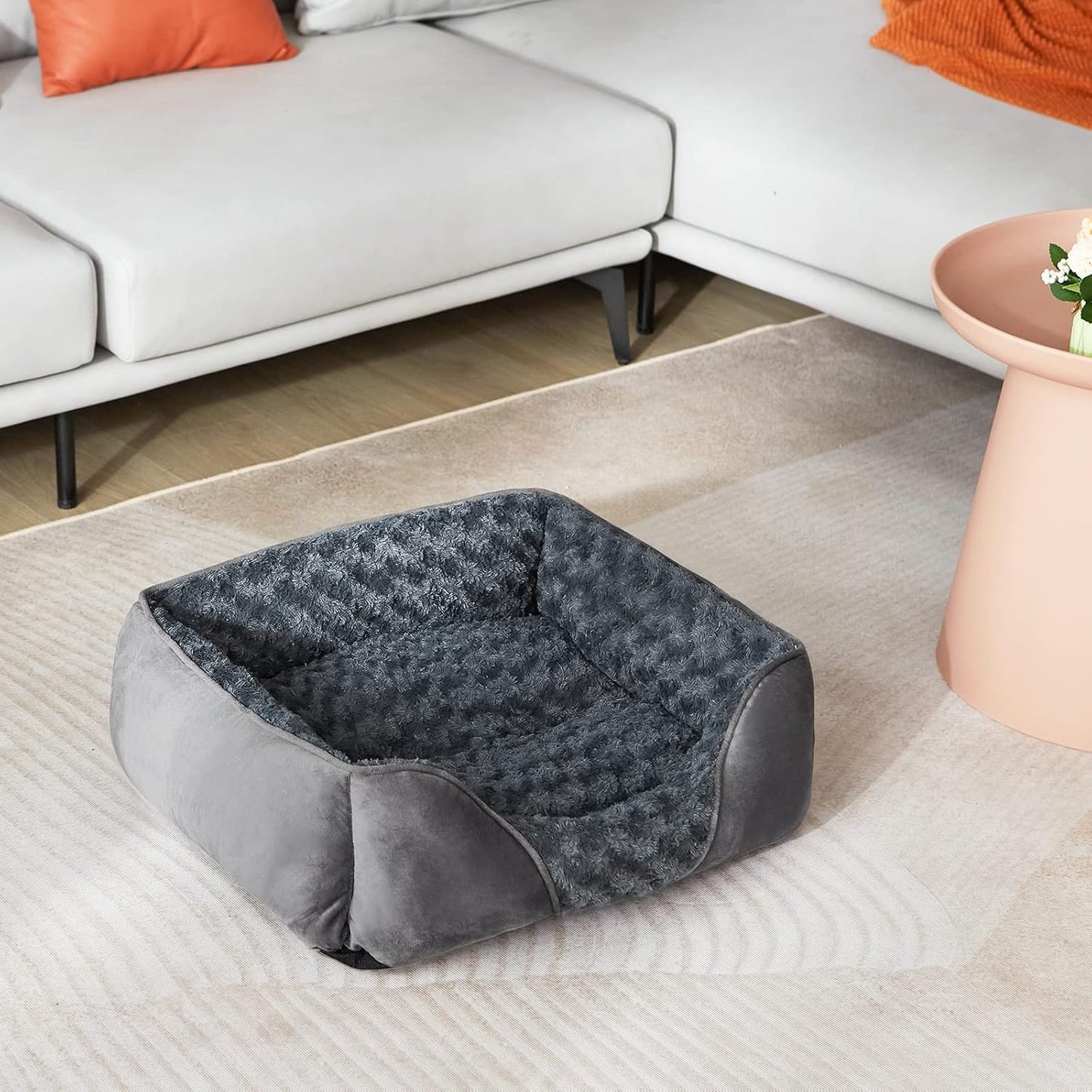 Cozy Faux Fur Dog Bolster Bed