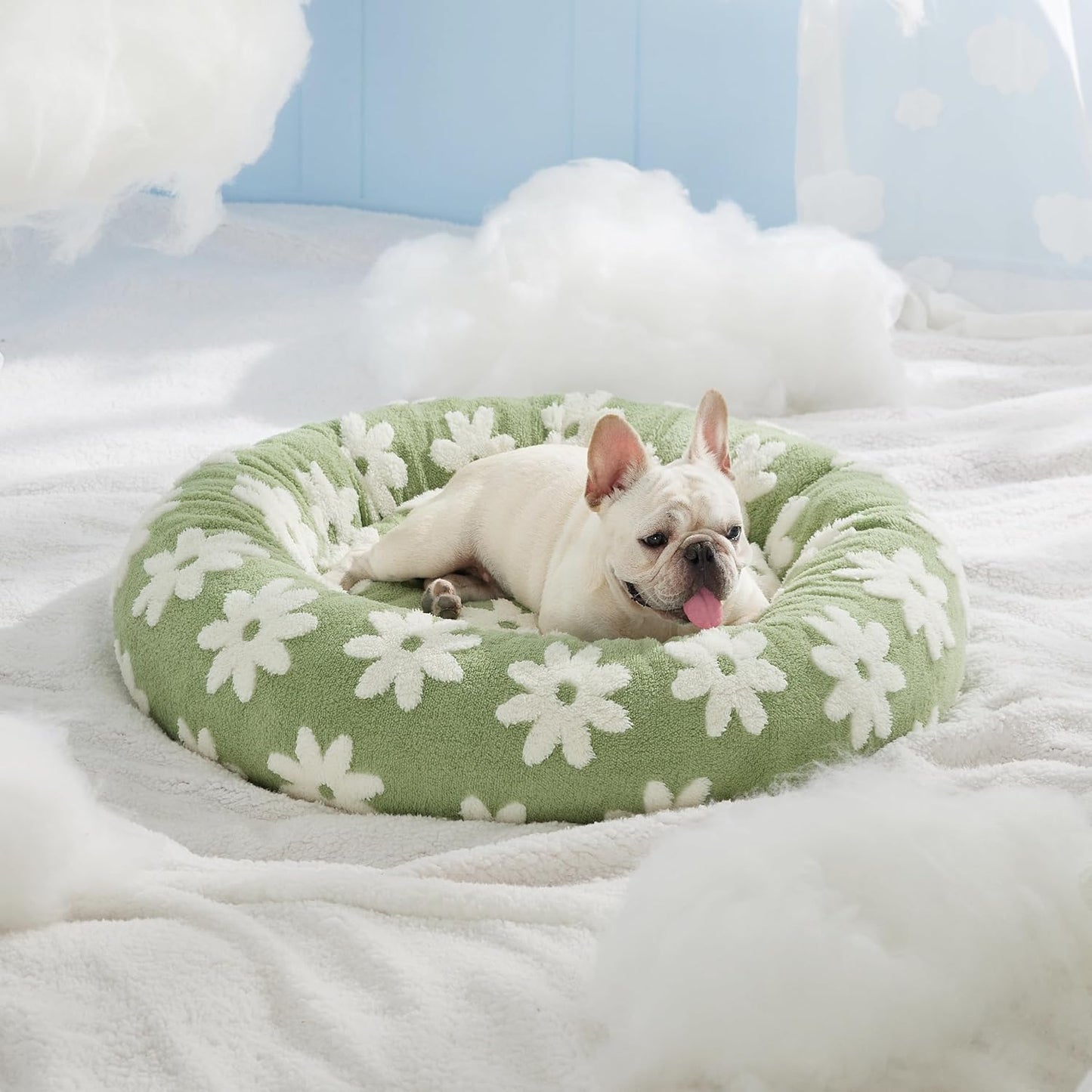 Jacquard Shaggy Plush Calming Bolster Bed