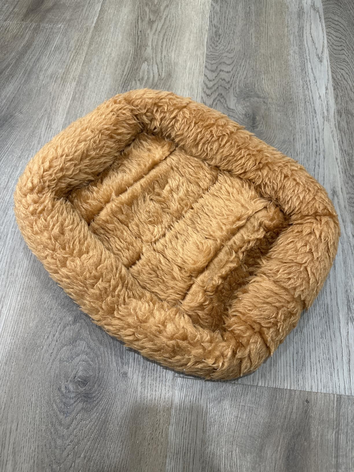 Cinnamon Faux Fur Dog Cat Bolster Bed