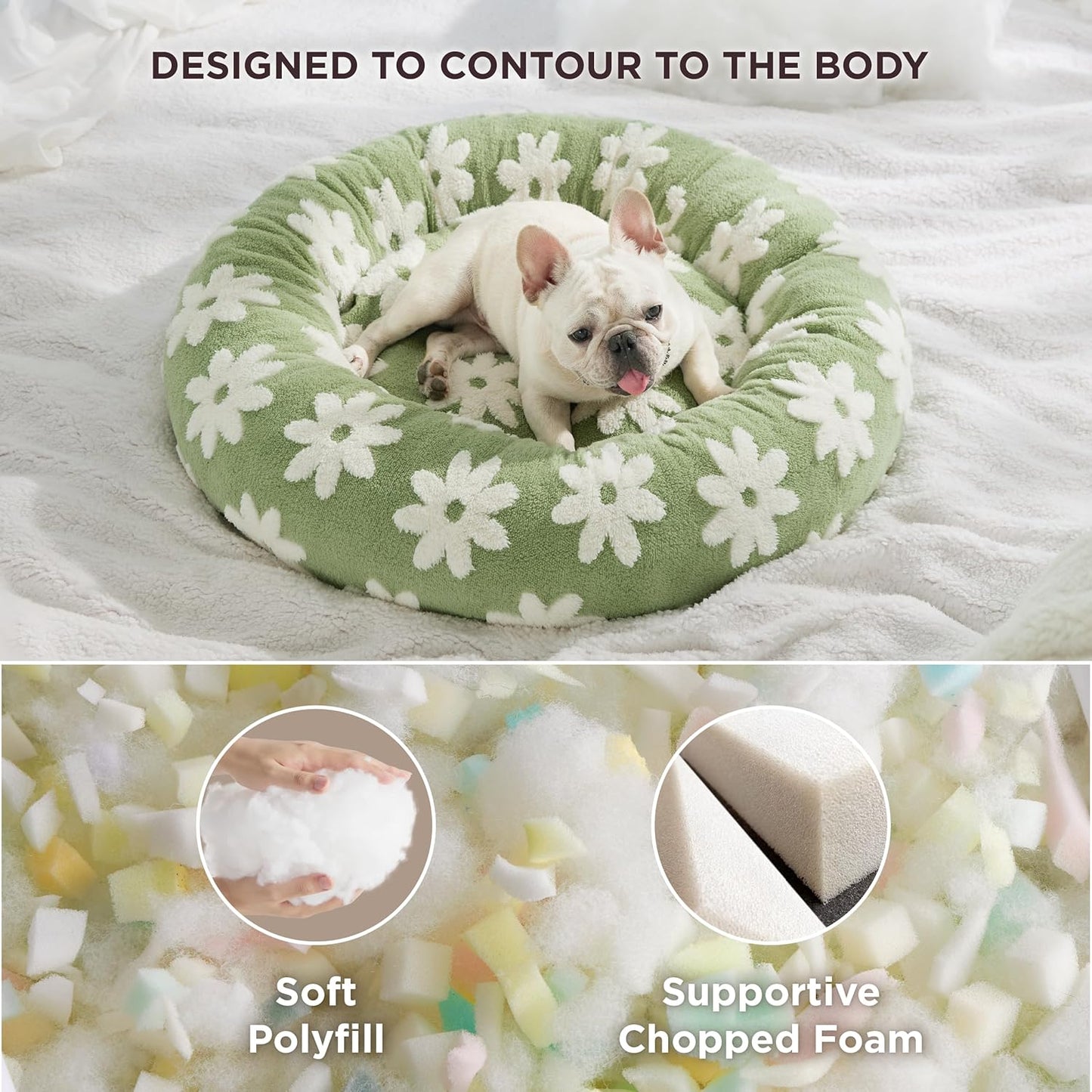 Jacquard Shaggy Plush Calming Bolster Bed