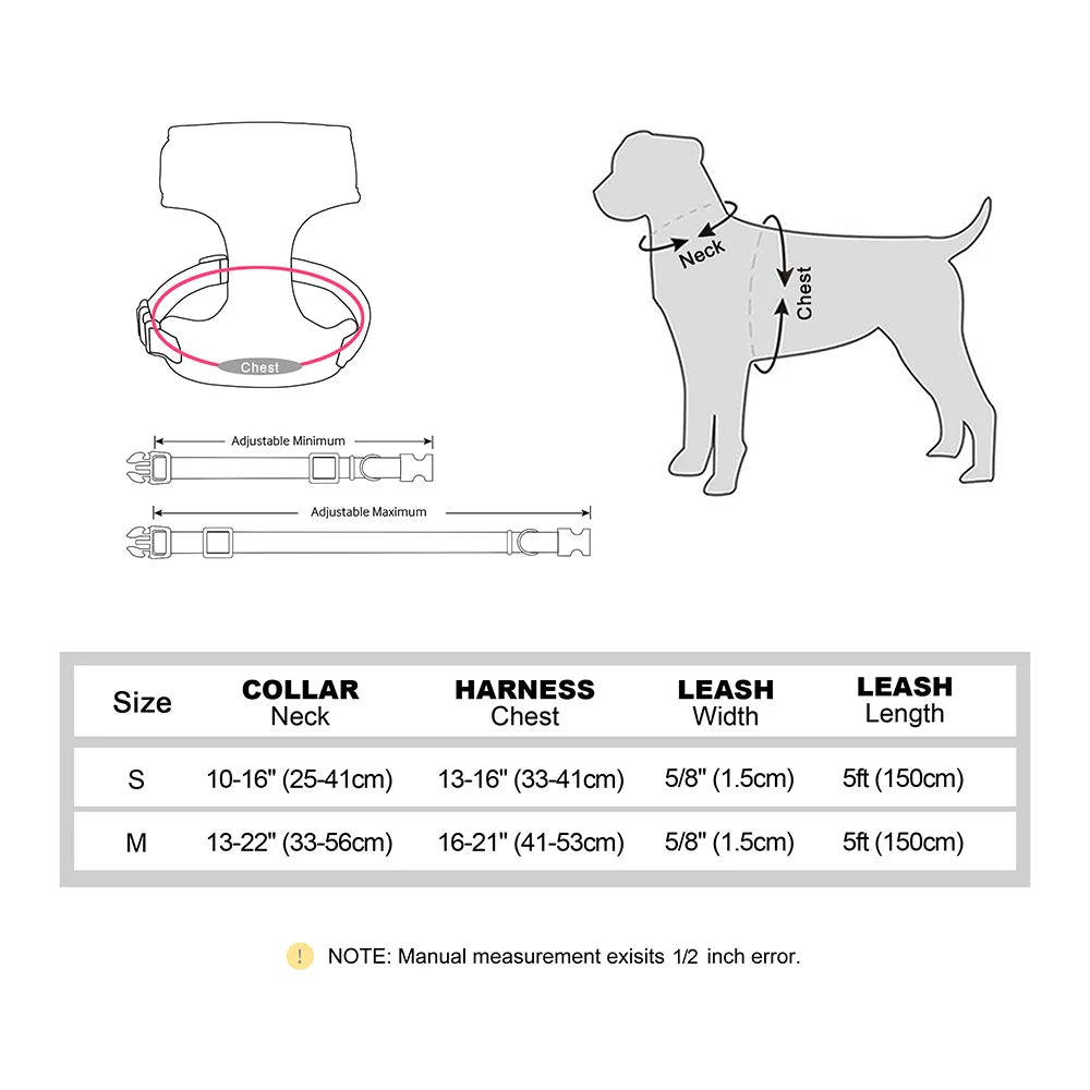 Breathable Dog Collar Harness Leash Set