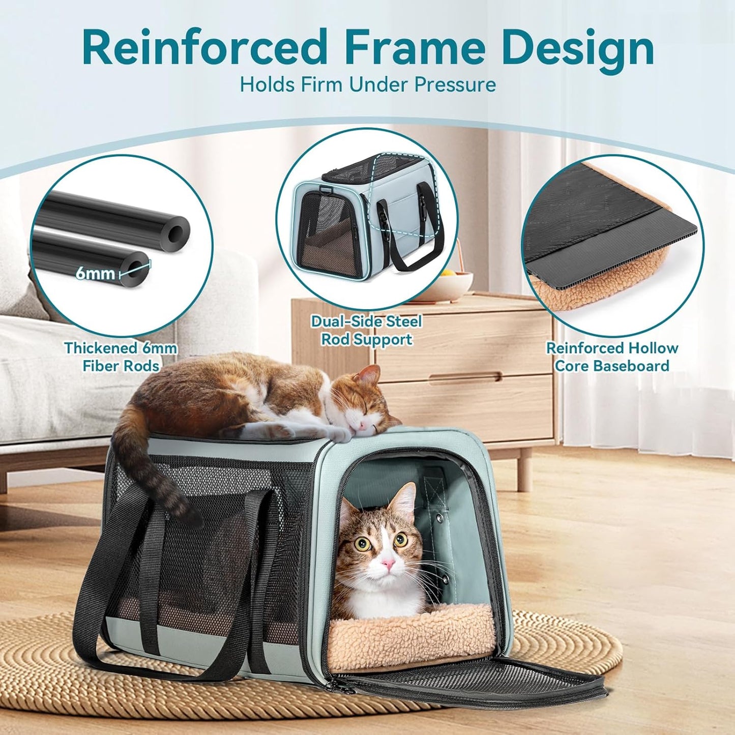 Buckles & Lockable Zippers Pet Carrier