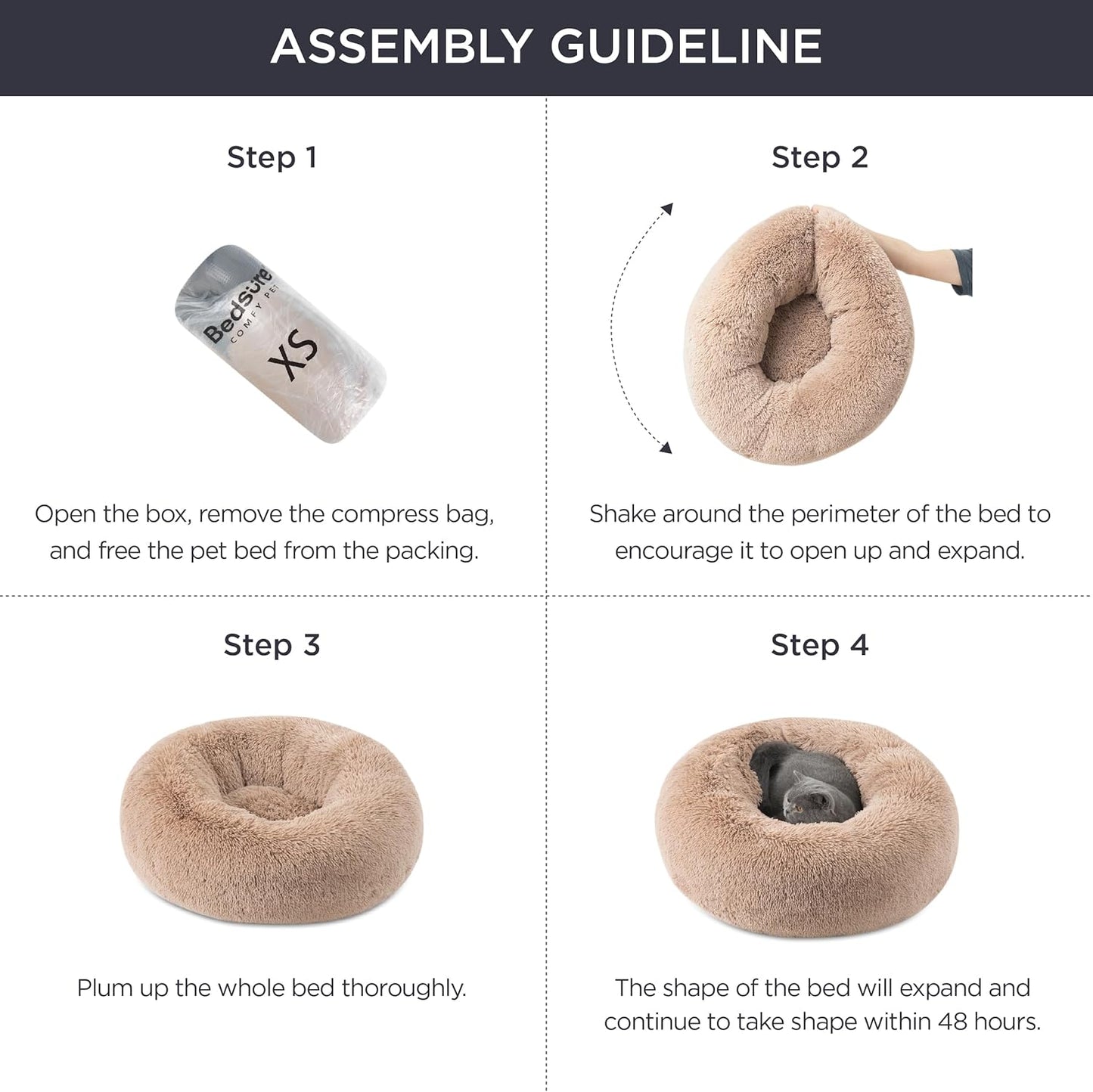 Extra Fluffy Plush Faux Fur Donut Bed