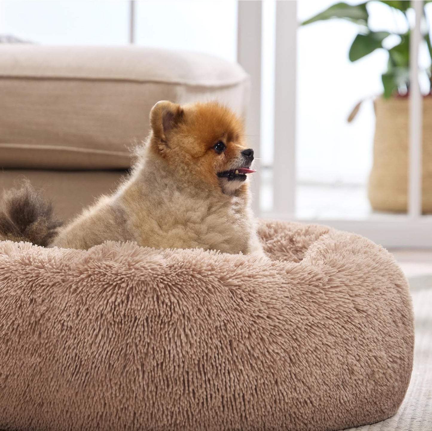Extra Fluffy Plush Faux Fur Donut Bed