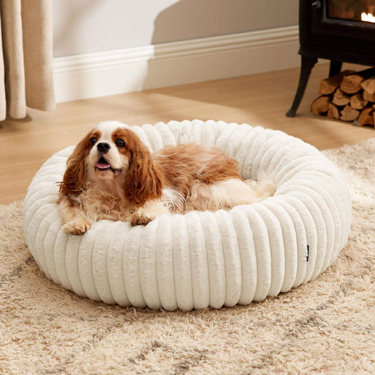 Corduroy Fleece Dog Cat Donut Bed