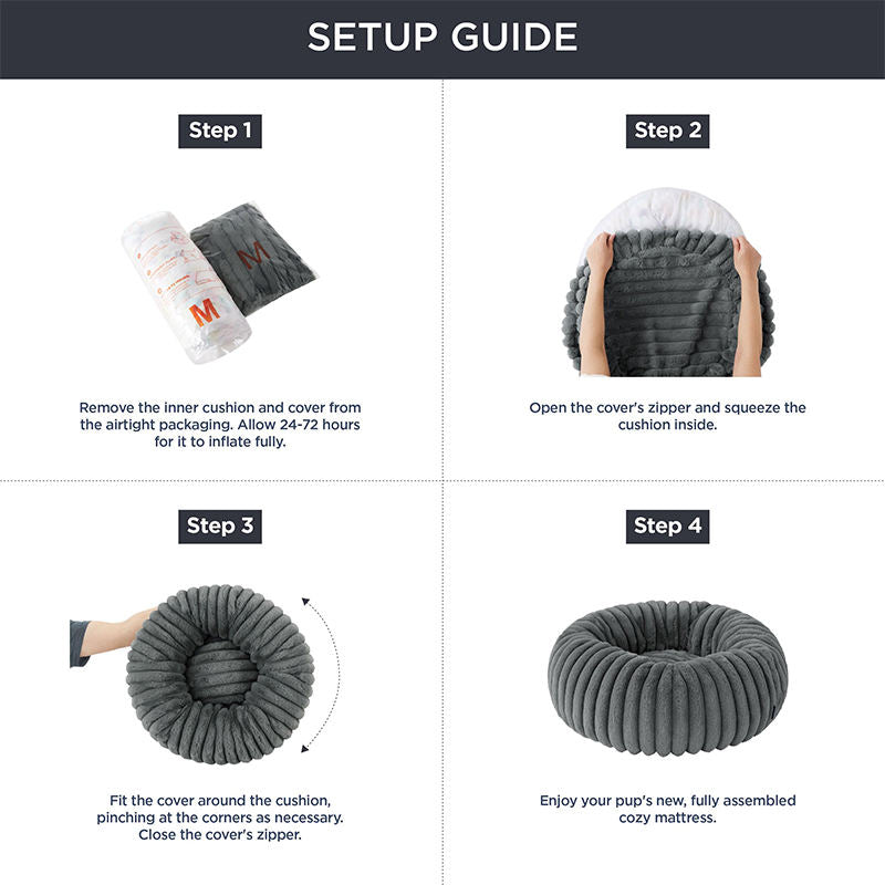 Corduroy Fleece Dog Cat Donut Bed