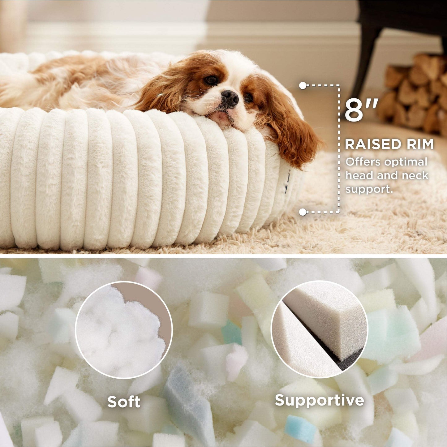 Corduroy Fleece Dog Cat Donut Bed