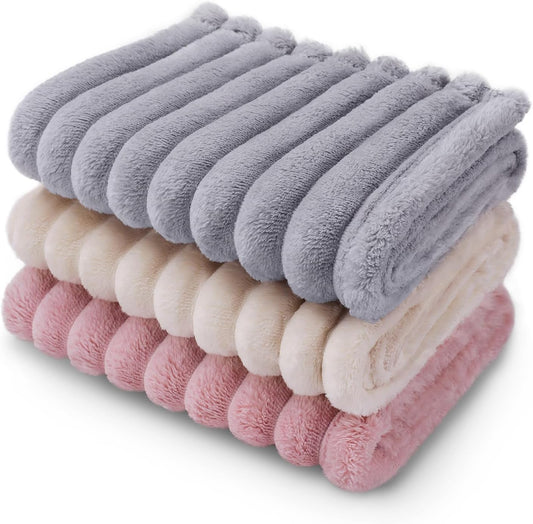 3 Pack Fleece Flannel Dog Cat Blankets