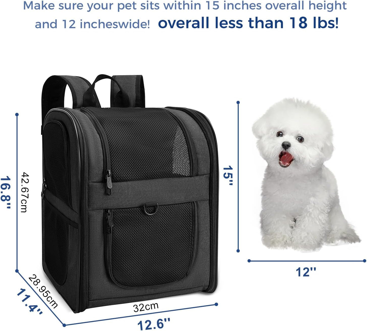 4-18lb Pets Ventilated Carrier Backpack