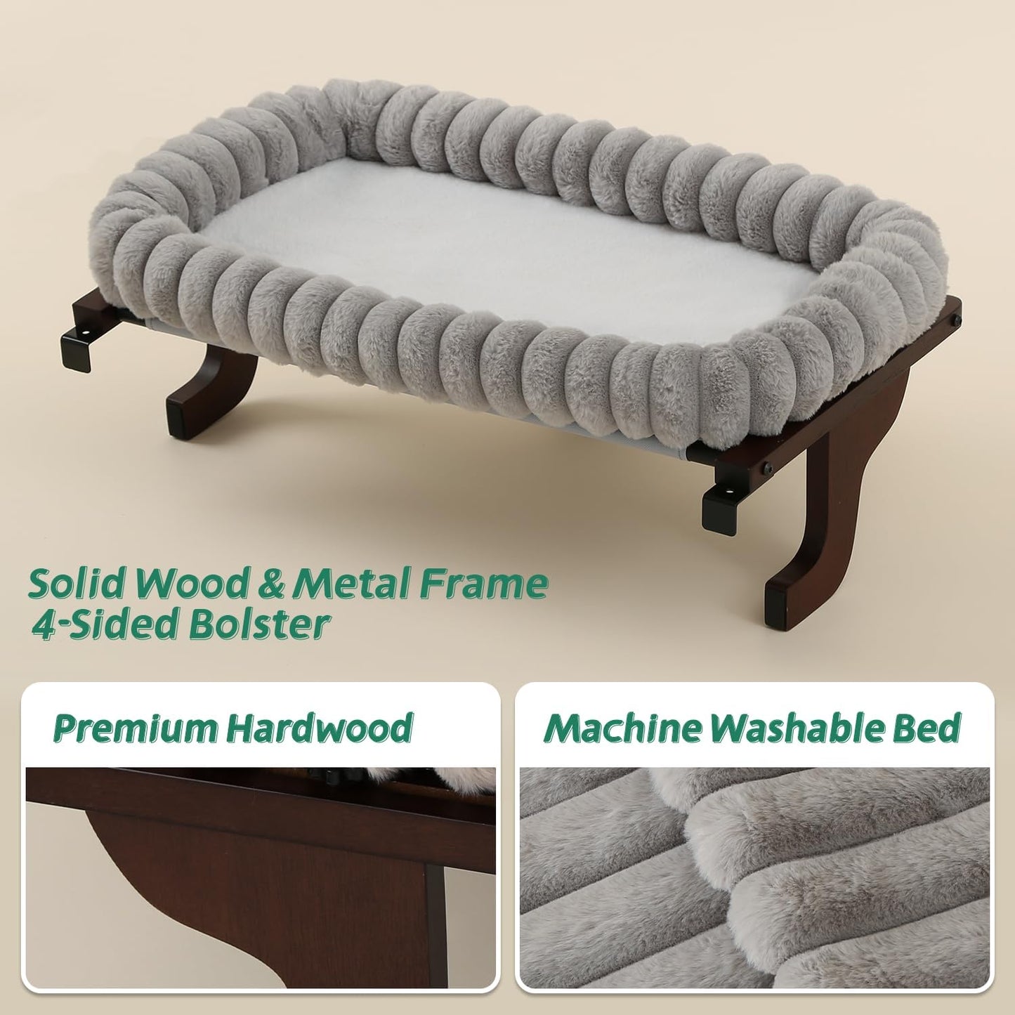Cat Window Perch with 4-Sided Bolster