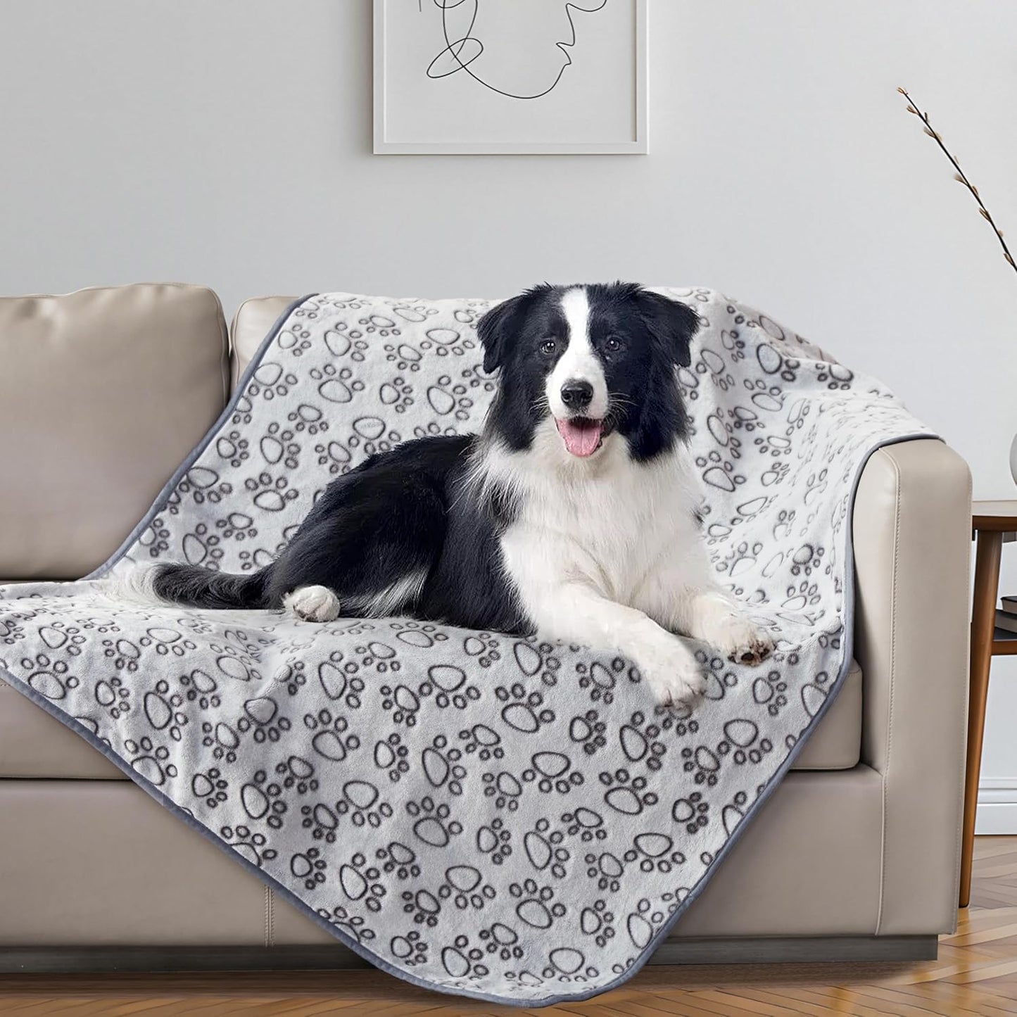 Dog Cat Flannel Cute Paw Print Blanket