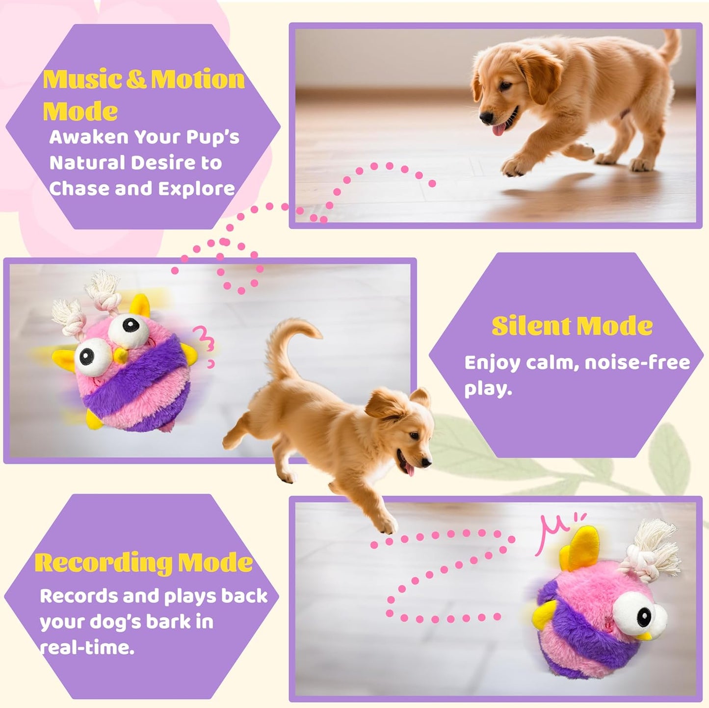 Bee Squeaky Moving Ball Dog Toy