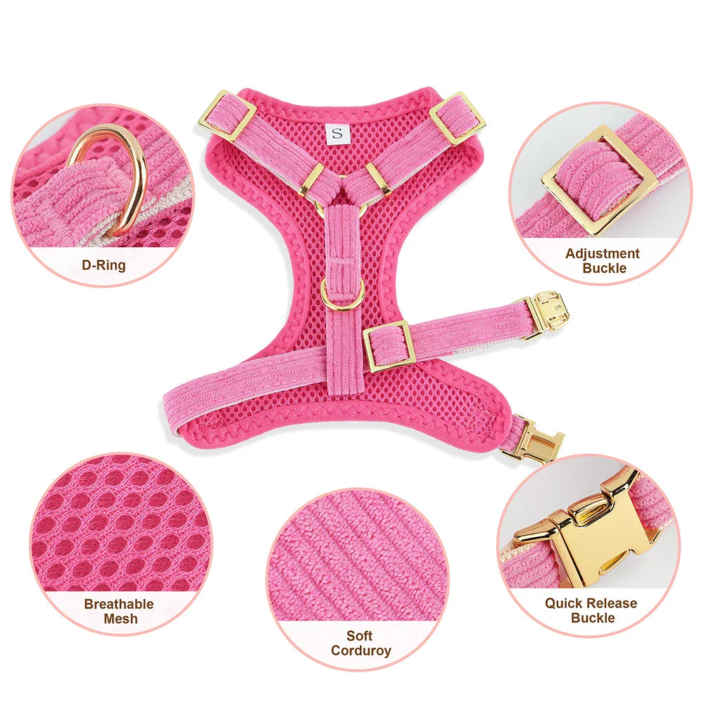 Breathable Dog Collar Harness Leash Set