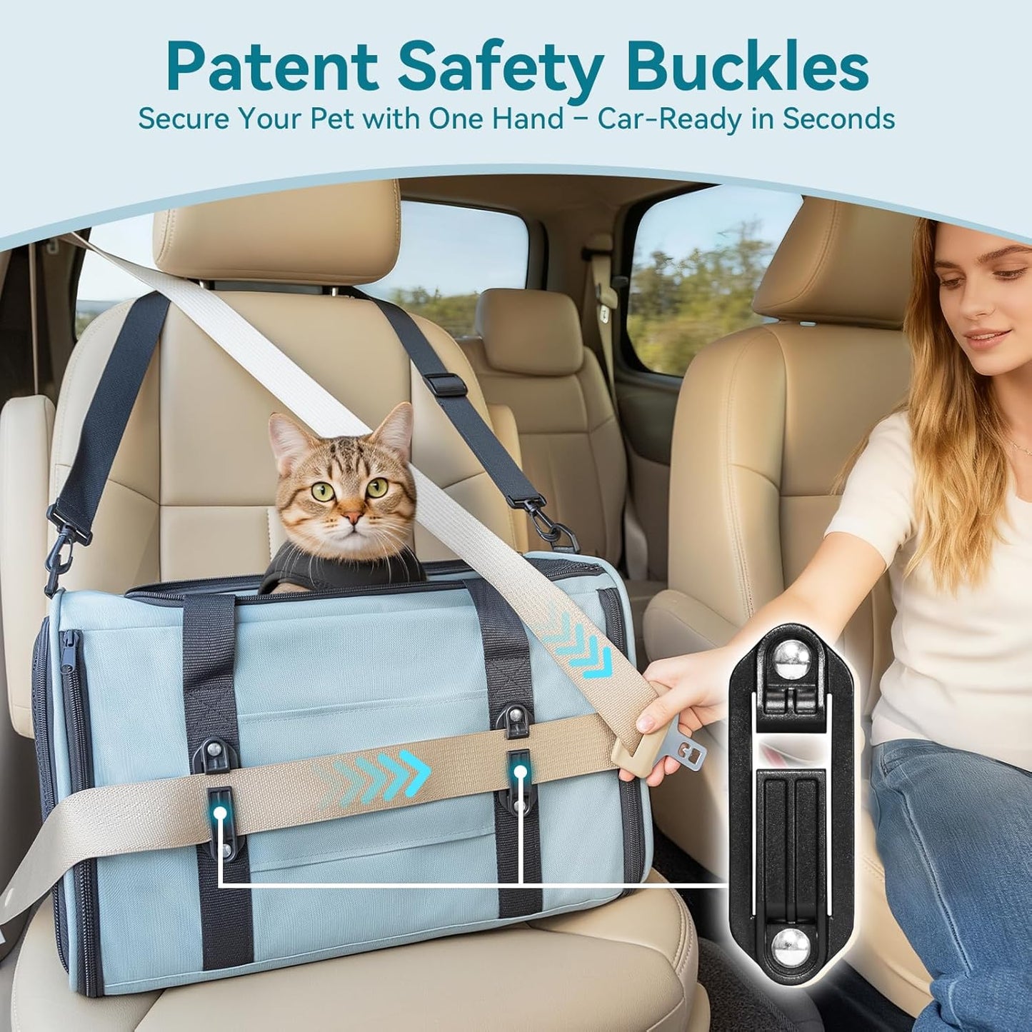 Buckles & Lockable Zippers Pet Carrier