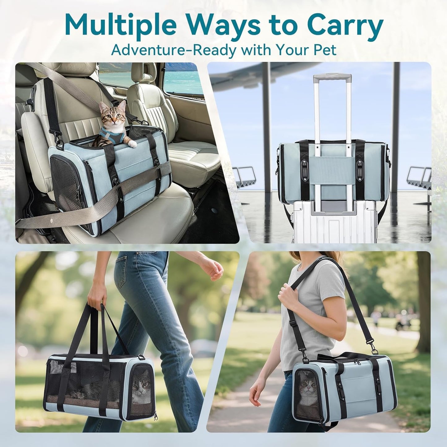 Buckles & Lockable Zippers Pet Carrier