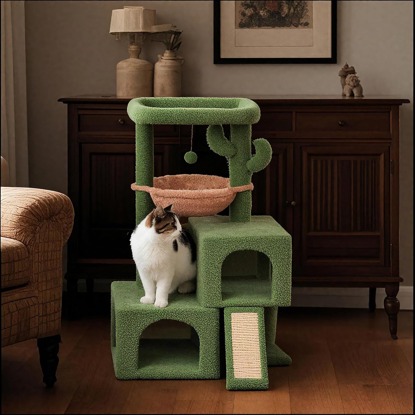 Cactus Cat Tree Tower with Twin Condo