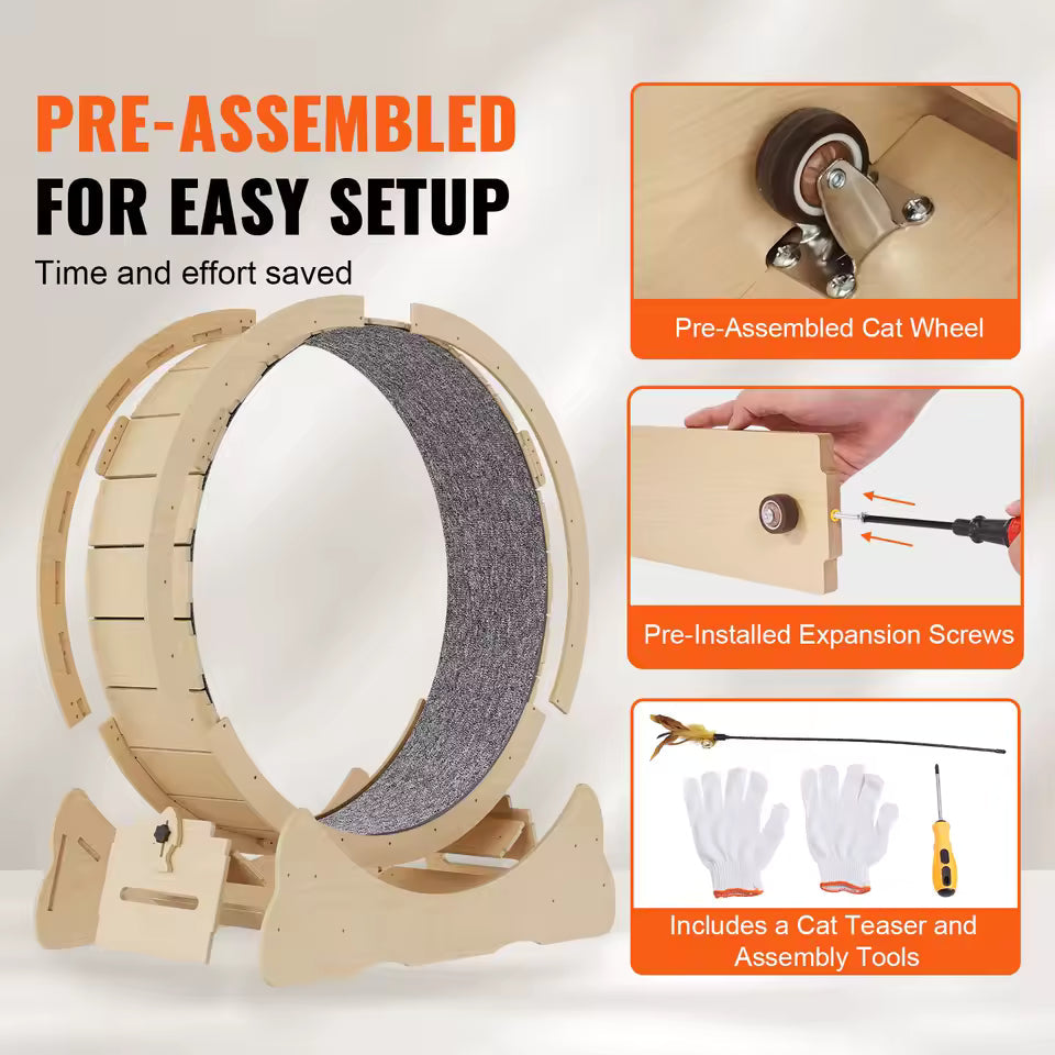 Cat Wooden Treadmill Wheel