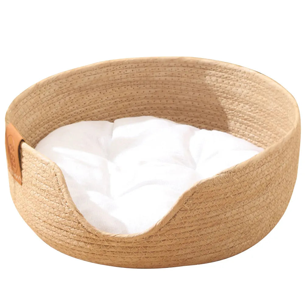 Cat Woven Basket Bed