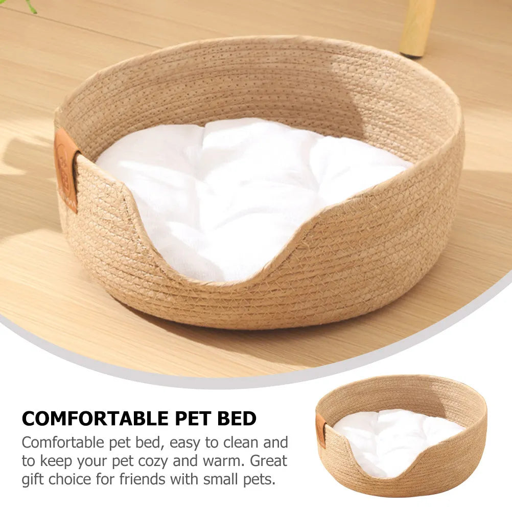 Cat Woven Basket Bed