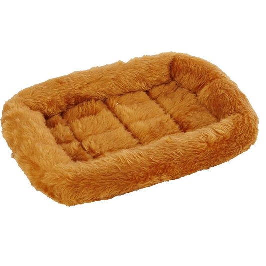 Cinnamon Faux Fur Dog Cat Bolster Bed
