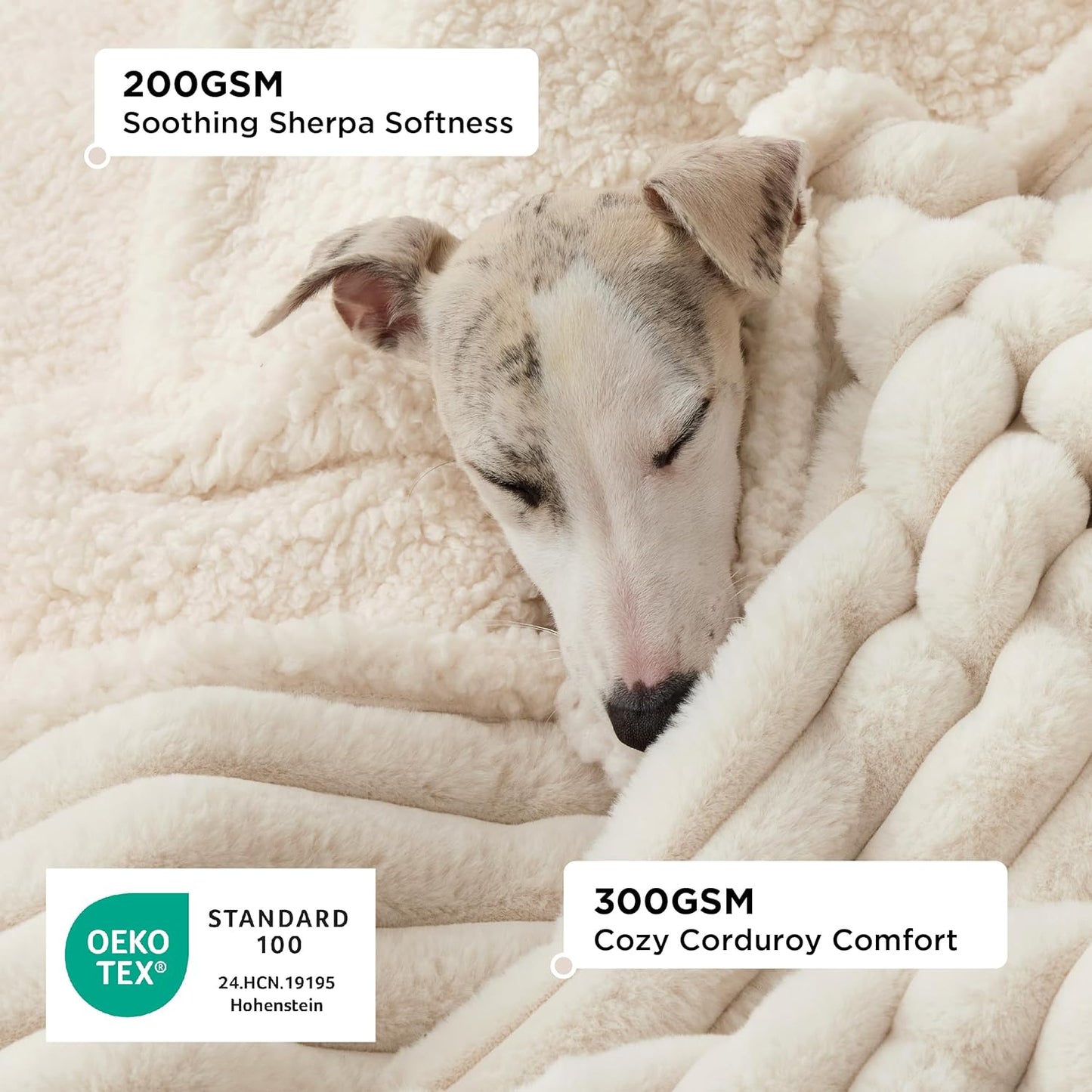 Cream Color Corduroy Fleece Pet Blanket