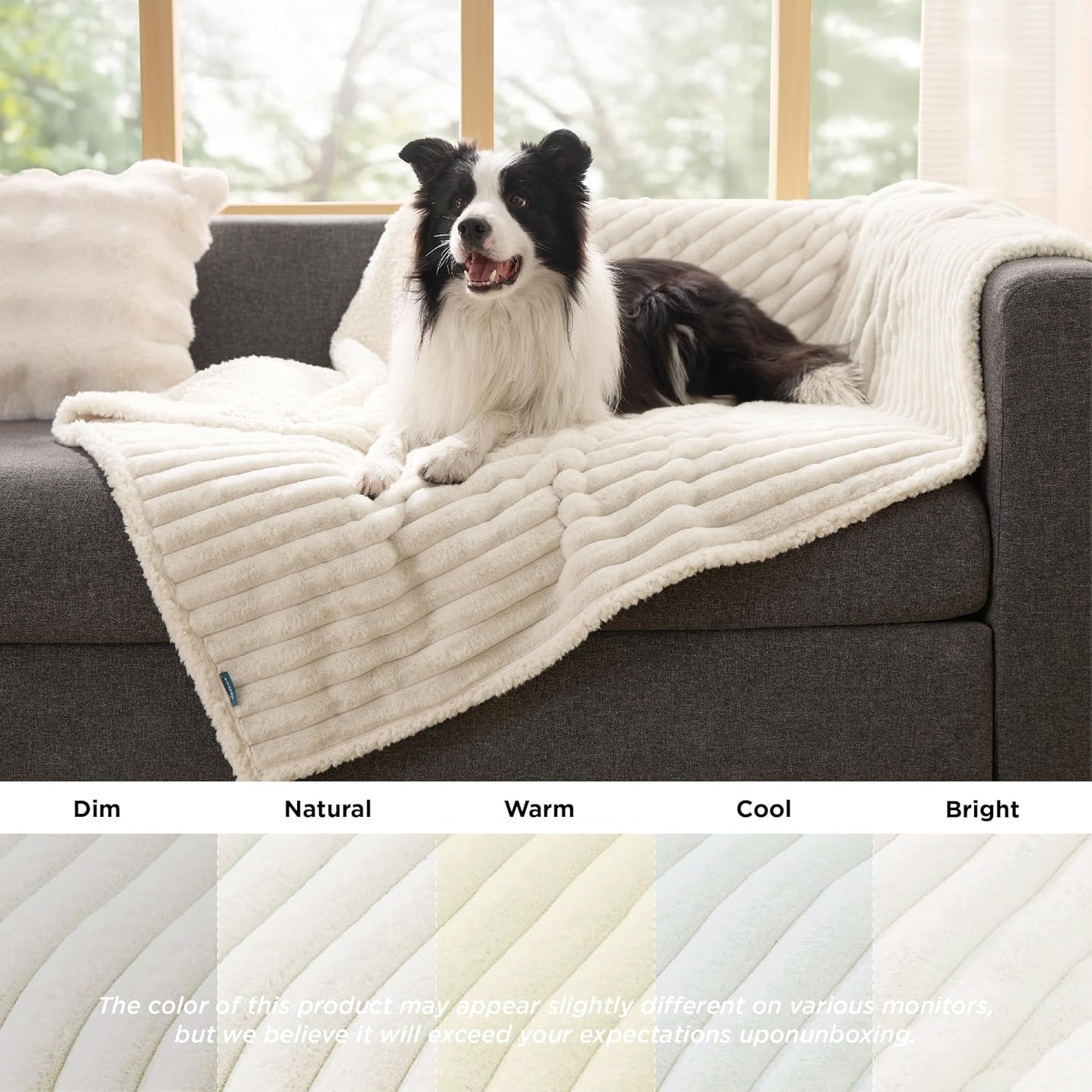 Cream Color Corduroy Fleece Pet Blanket