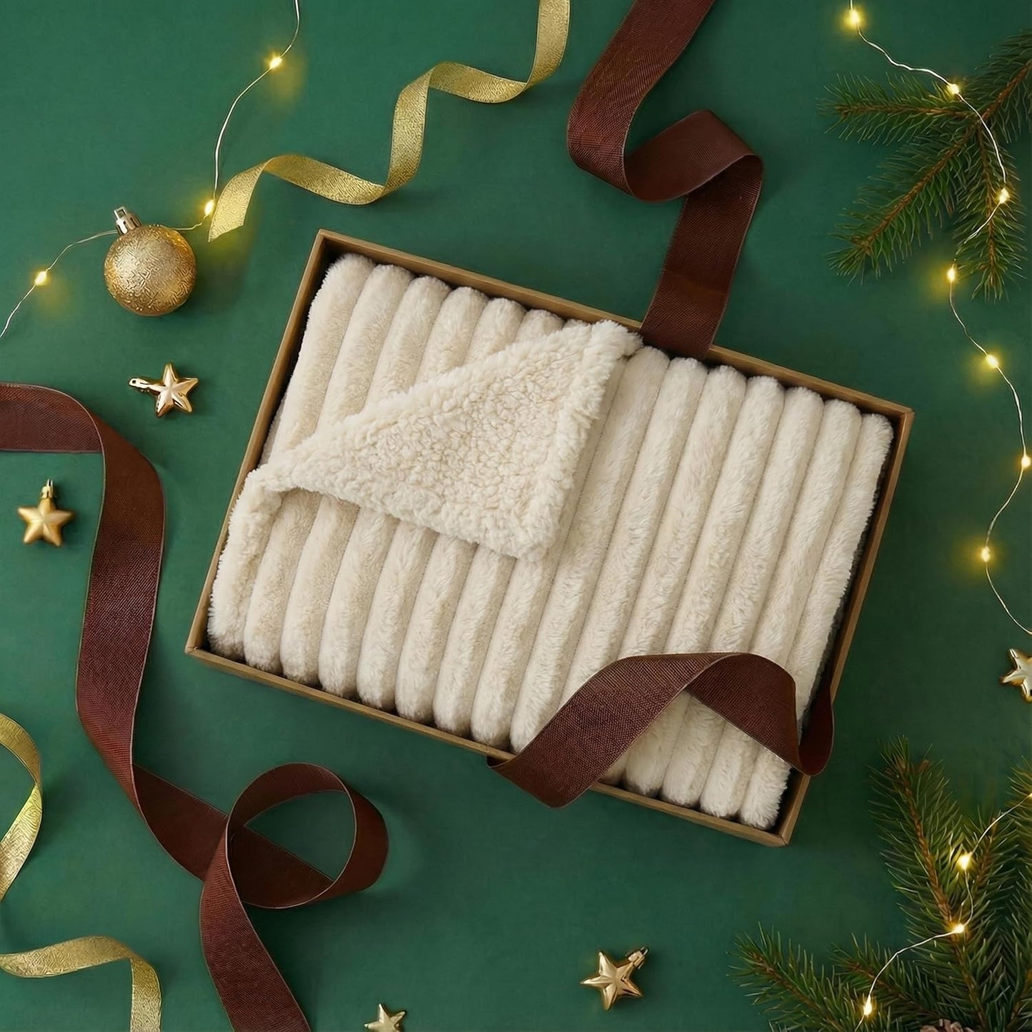 Cream Color Corduroy Fleece Pet Blanket