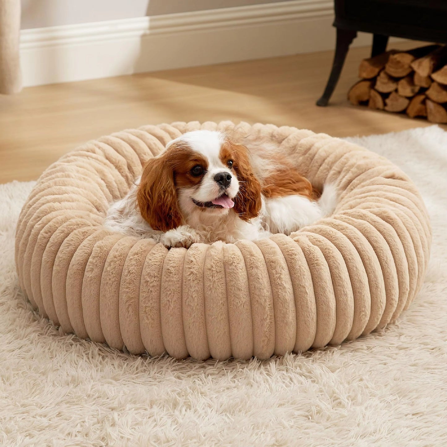 Corduroy Fleece Dog Cat Donut Bed