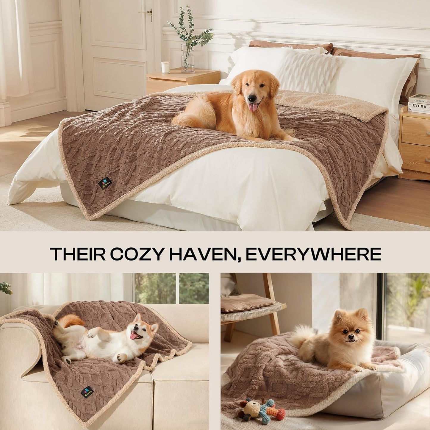 Khaki Sherpa Fleece Pet Blanket