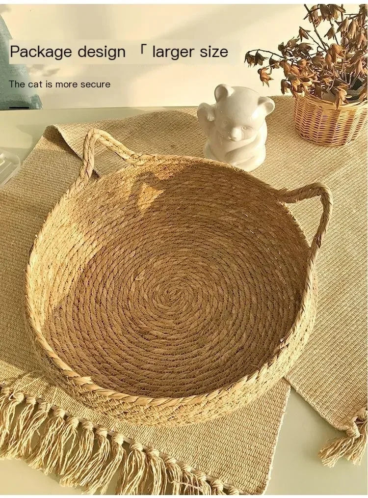 Pure Handwoven Rattan Cat Basket