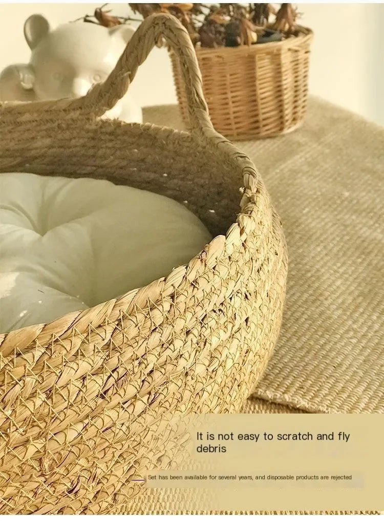 Pure Handwoven Rattan Cat Basket