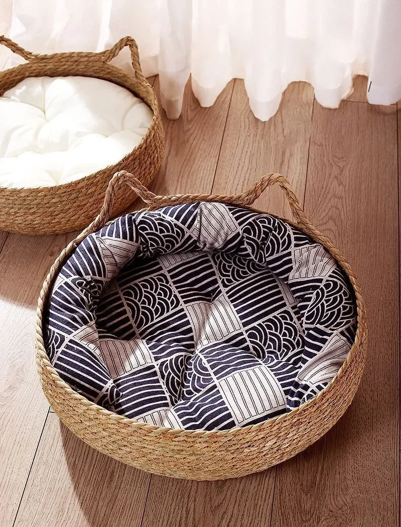 Pure Handwoven Rattan Cat Basket