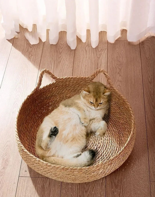 Pure Handwoven Rattan Cat Basket