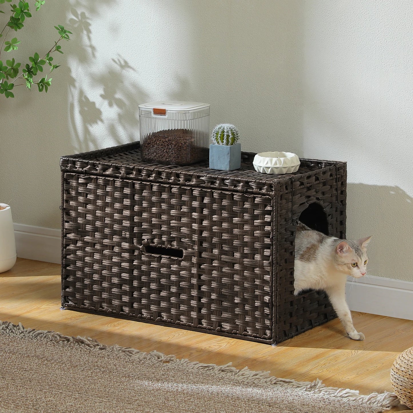 Rattan Cat Litter Box House