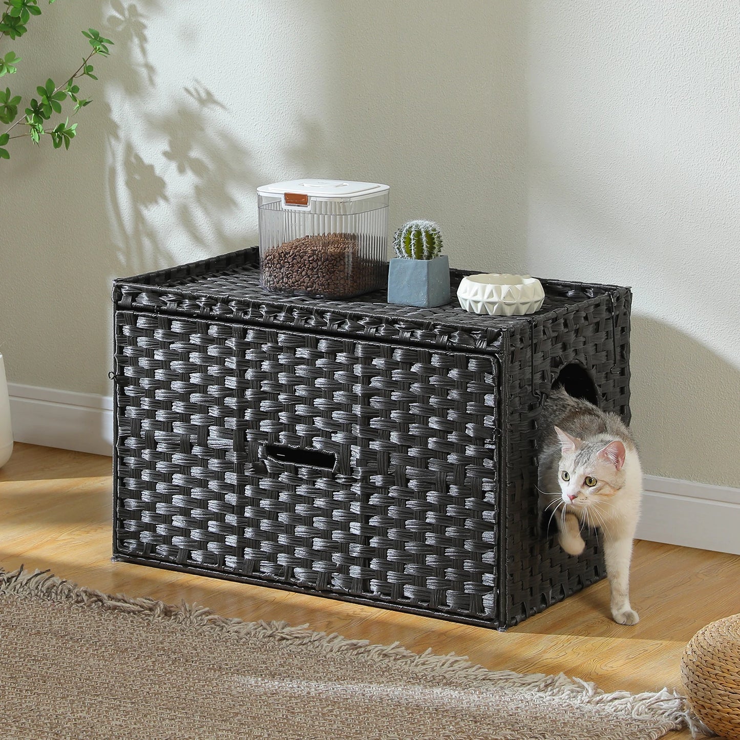 Rattan Cat Litter Box House