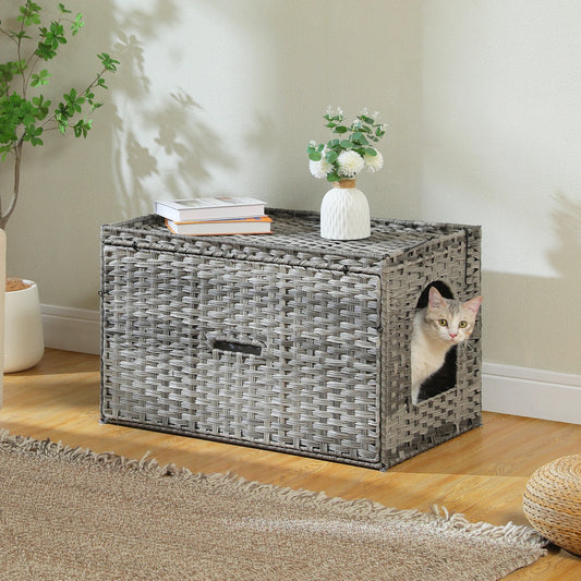 Rattan Cat Litter Box House