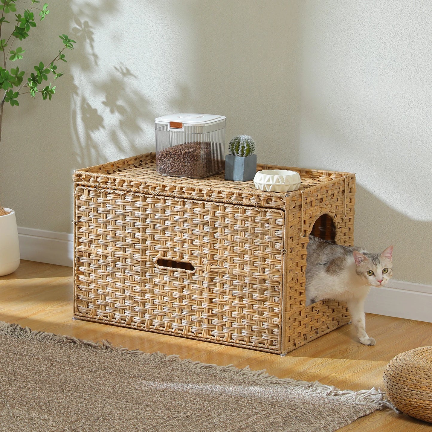 Rattan Cat Litter Box House
