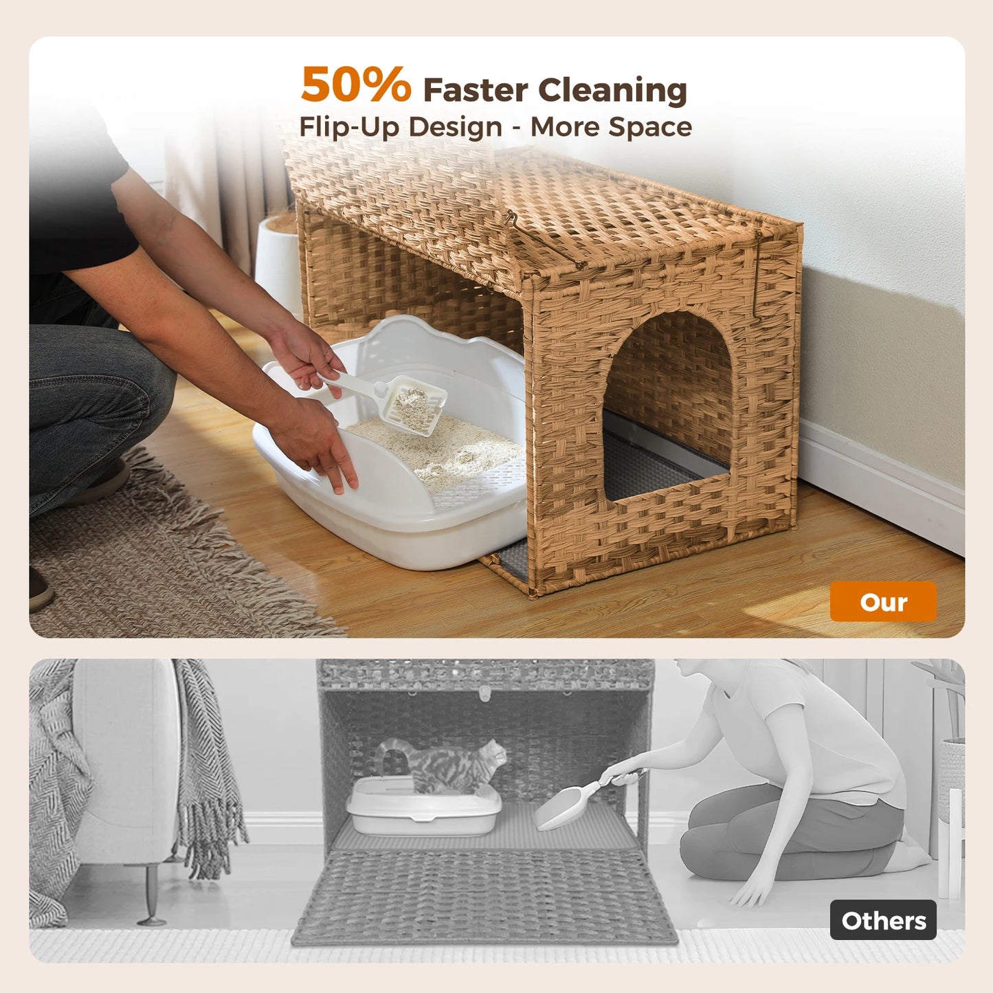 Rattan Cat Litter Box House
