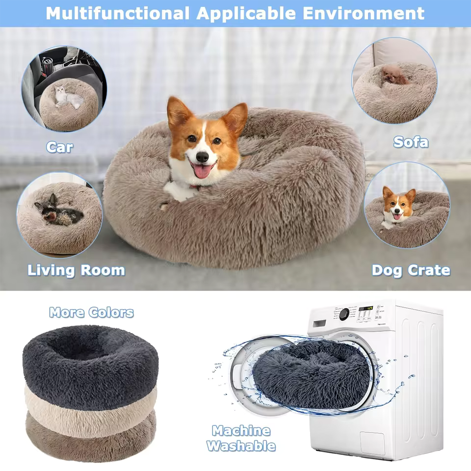 Plush Corduroy Pet Cozy Donut Bed