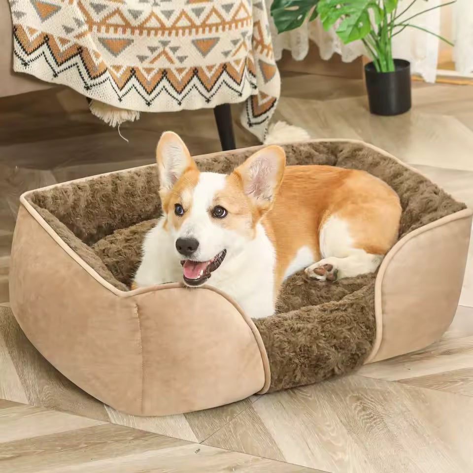 Cozy Faux Fur Dog Bolster Bed