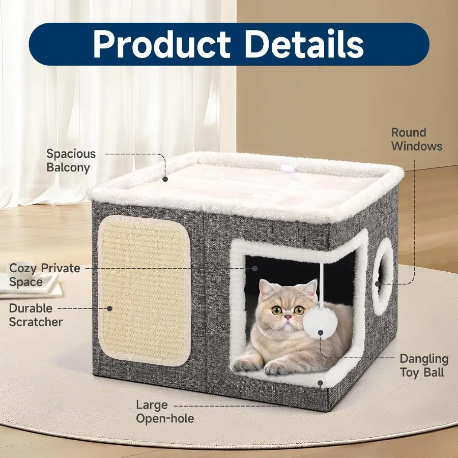 Cozy Foldable Indoor Cat Condo House