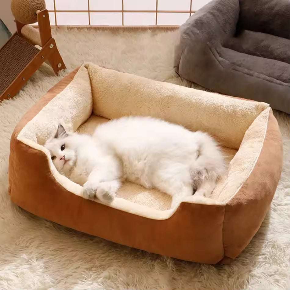 Pet Plush Fluffy Bolster Bed