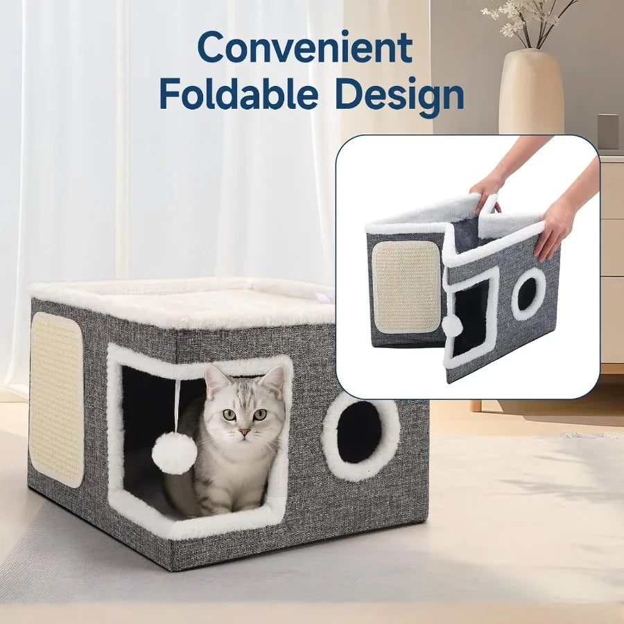 Cozy Foldable Indoor Cat Condo House