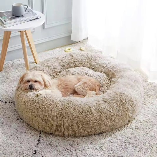Plush Corduroy Pet Cozy Donut Bed