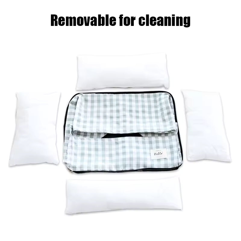 Cat Dog Checkered Bolster Bed