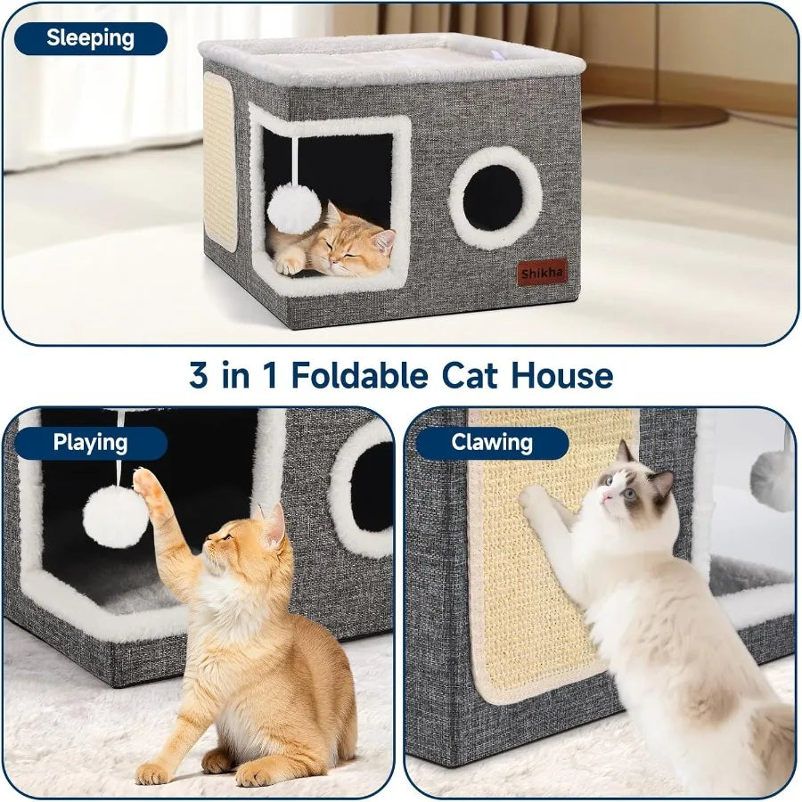 Cozy Foldable Indoor Cat Condo House